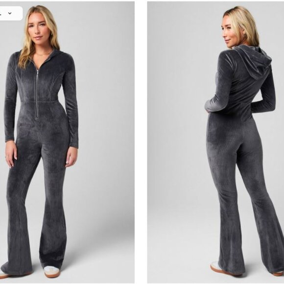 Plush Rib Hooded Jumpsuit  Size: L / Tall | 29  Color: Midnight - Picture 1 of 4